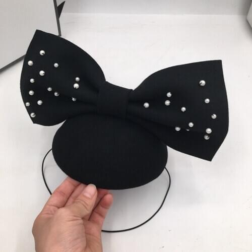 Fascinators Lovely wool hats Big bowknot pearl hair hoop hat played shopping paradise headwear Accessories