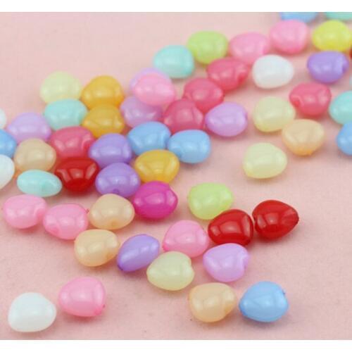 Wholesale 10*6mm Acrylic Loose Round Heart Beads DIY Jewelry Findings Accessories 200pcs YK-23