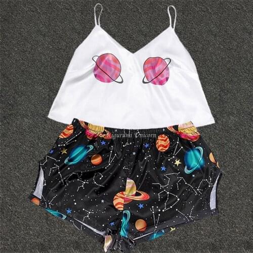 Spaghetti Strap Silk Pajama Set Sleeveless Trim Bowknot Pyjamas Sleep Shorts Set Lace Pijama Suit Sleepwear Women Sexy Nighties