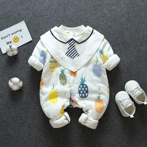 Casual Baby Romper 2020 Autumn Winter New Quilted Thickene Newborn Romper Printing Kids Thin Cotton Clothing Newborn Warm Romper