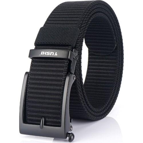Mens casual canvas belt smooth automatic buckle simple wild business belt thickened woven belt Korean version tide
