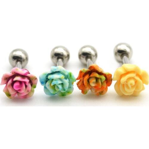 Rose Flower Ear Stud Earrings for Women Simple Cute Girls Jewley Candy Wholesale 316l STAINLESS STEEL Brincos Tragus Cartilage