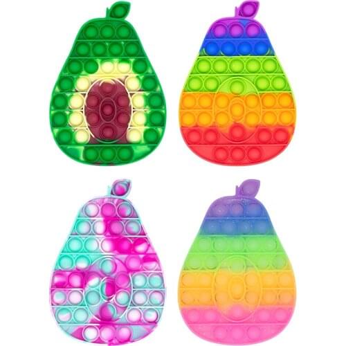 Push Bubble Sensory Toys Avocado Pattern Reliver Stress Colorful Squeeze Funny Silicone Reusable Gift for Adult Kids Autism#20