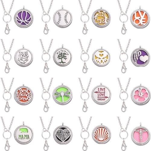 10pcs/lot silver 30mm Free 100pads Rhinestones Aromatherapy Essential Oil Diffuser Perfume open Locket necklace with 60cm chain
