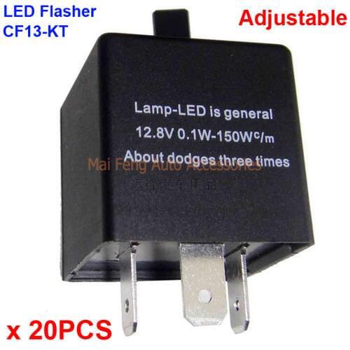 20PCS CF13-KT LED Flasher Adjustable 3 Pin Electronic Relay Module Fix LED Car Signal Error Flashing Blinker 12V 0.02A TO 20A