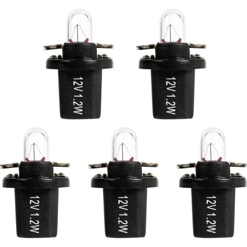VODOOL 5pcs/set T5 B8.5D/T5 B8.4D 1.1W 1.2W 2W Halogen Car Gauge Bulbs Lamps for Interior Dashboard Instrument Cluster Light