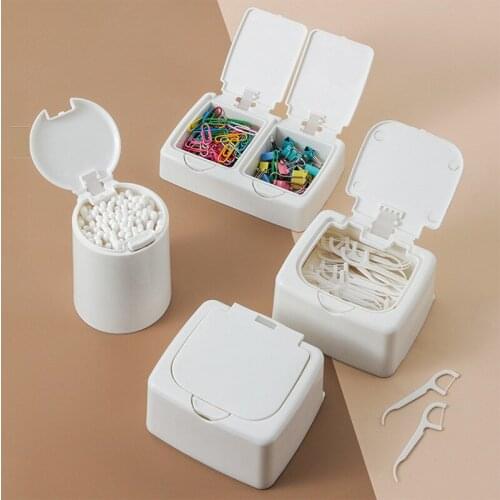Button Pop-Up Desktop Storage Bin Multi-Function Dust-Proof Sorting Can Art & Craft Organizer for Bathroom Office DU55
