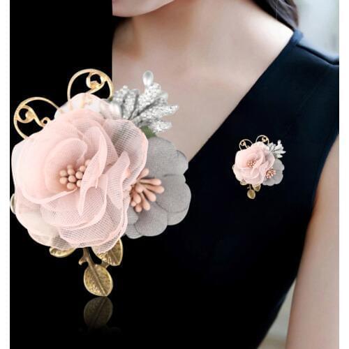 I-Remiel Korean Ribbon Fabric Brooch Corsage Flower for Women Cardigan Shawl Pin Dress Pins and Brooches Clothing Accessories