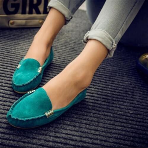 Women Shoes 2020 Spring Autumn Flats Shoes Cow Suede Soft Round Toe Black Flat Slips Womens Shoes Female Casual Flat Loafers