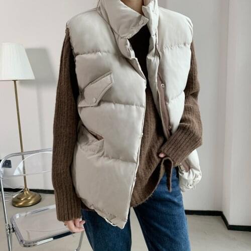 2020 Vest Jacket Autumn Cotton Vest Womens Korean-Style Loose Vest Short Cotton-Padded Clothes Waistcoat 1501