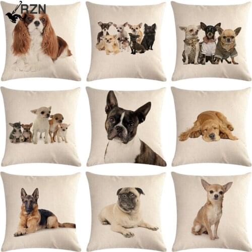 1 Pcs Pug Pet Dog Pattern Cotton Linen Throw Pillow Cushion Cover Car Home Sofa Bed Decorative Pillowcase Funda Cojin 40657