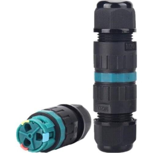 1pcs Outdoor Wire Cable Waterproof Connector IP68 Without Screw Press Type 3 Pin Plug Socket Straight Quick Install Joint