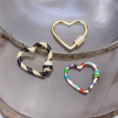 10pcs/lot Good quality color heart shape cz clasp,plated cubic zircon charm,closure bracelet/necklace component wholesale