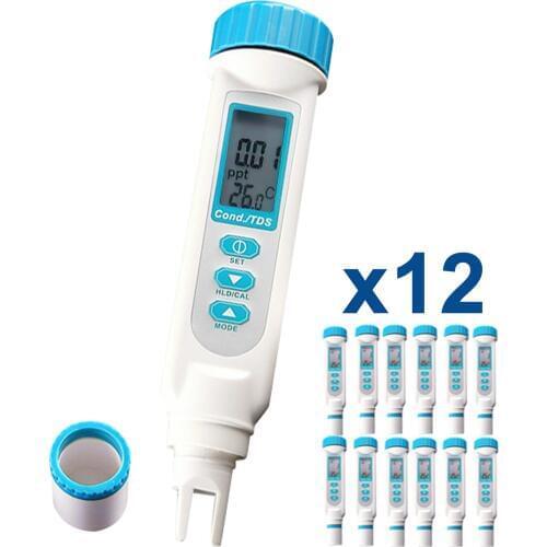 12 pieces x Digital 3-in-1 Conductivity TDS Meter ppm ppt uS mS C/F Pool Spa Water Treatment Pen-type Tester