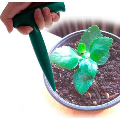 17.5 x 11cm Plastic Dibber Digging Hole Tool Garden Bonsai Flower Planting Weeding Seedling Green Color 5A50066