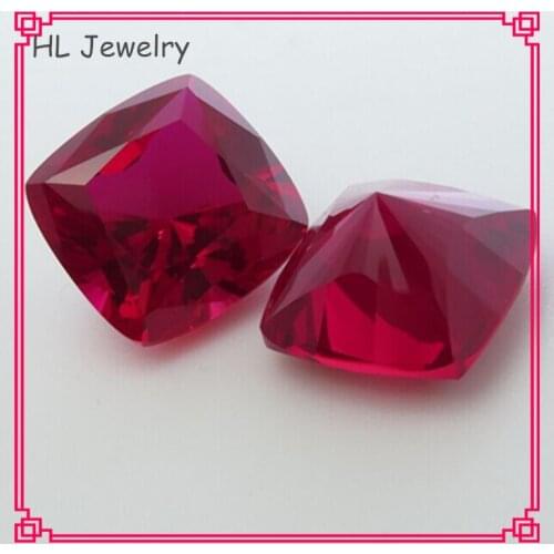 20PCS/Lot 14MM Normal Cut Cushion Red Stone Synthetic 14MM Red Cushion Stone