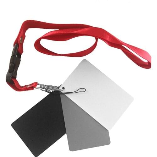 3 In 1 8.5 X 5.5cm White Black 18% Gray Color Balance Cards Digital Grey Card With Neck Strap For DSLR Camera P0.3 Accessories
