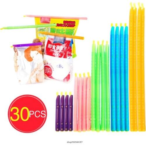 30Pcs 5 Colors Bag Sealer Closure Sticks Portable Food Saver Container Plastic Sealing Clips Fresh-Keeping Cookie Snack Rod au4