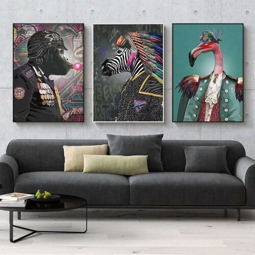 Abstract Animal Zebra Orangutan and Flamingo Canvas Painting Color Modern Art Posters and Prints Wall Art Picture for Home Decor