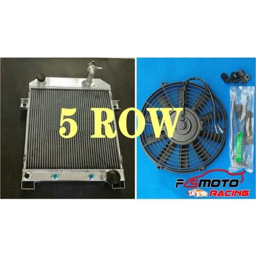 5 ROW Aluminum Radiator & FAN FOR JAGUAR MARK 2 MK2 MK II DAIMLER 2.5 V8;V8-250 62-67 AT