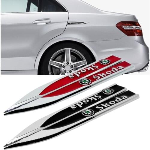 Car Metal Emblem Styling Sticker for Skoda Yeti Octavia A7 Rapid Karoq Kamiq Kodiak Fabia Superb 2 Auto Side Sticker Decoration