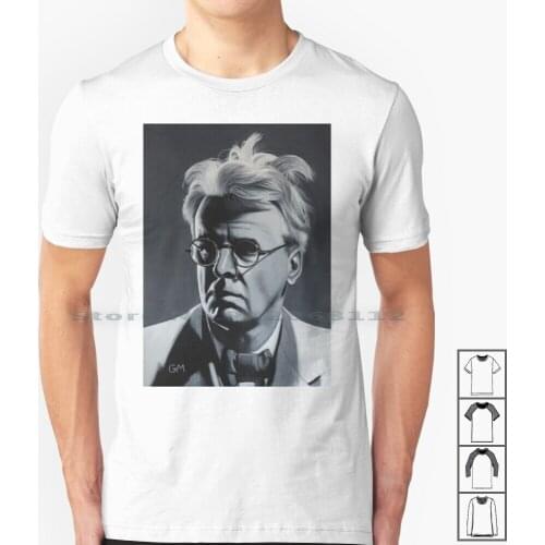 W.b. Yeats T Shirt 100% Cotton Wb Yeats William Butler Yeats Poetry Irish Nobel Prize Literature Black And White Icons Creative