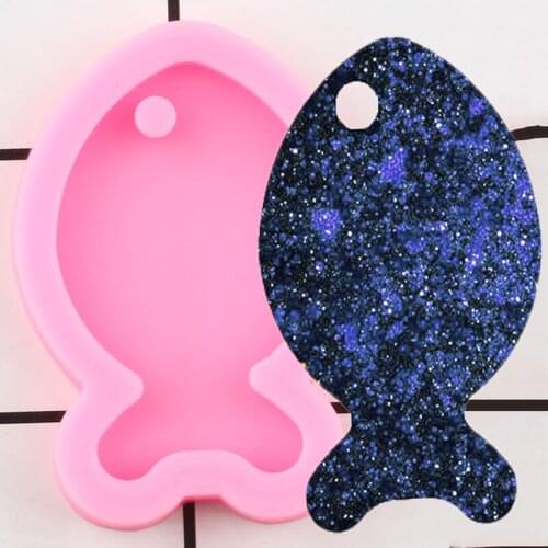 Shiny Glossy Fish Silicone Mold Epoxy Resin Craft Keychain Mould Pendant Polymer Clay Moulds DIY Handmade Charms Molds