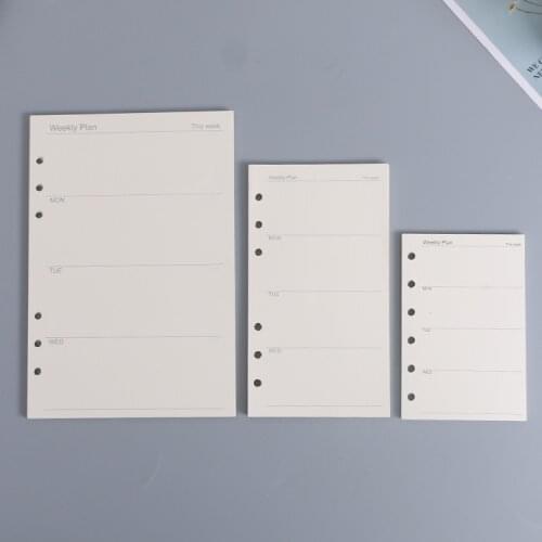 A5/A6/A7 6 Hole Loose-leaf Notebook Refill Paper Binder Inner Pages Writting Pad Office School Supply Accessories Stationery