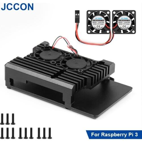 Raspberry Pi 2 3 3B Model Case Metal Shell ABS Enclosure Box with Cooling Fan Heatsink Optional Power Adapter SD Card For RPI 3B