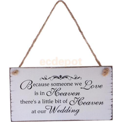 MagiDeal Because Someone We love is in Heaven Wood Wedding Sign Memorial Vintage Wooden Hanging Plaque Wedding Engagement Board