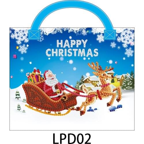 DIY Round Diamond Painting Christmas Trees Elk Handbag Embroidery Tote Bag Santa Claus Pattern Childrens Gifts Candy Pakage Bag