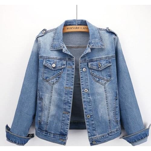 Jeans Jacket Short Denim Jakcets Casual Ripped Jeans Coat Long Sleeve 2XL Outwear Jacket Coat