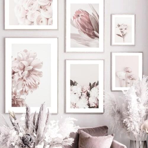 Blooming Flower Rose Floral Peony Pastel Nordic Poster Protea Wall Art Print Canvas Painting Decoration Pictures For LivingRoom