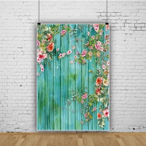 Newborn Photography Backdrops Wooden Board Spring Flowers Tassel Planks Baby Shower Portrait Photo Background Studio Props