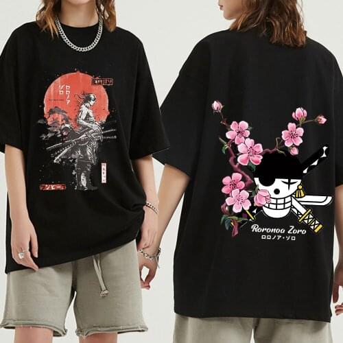 One Piece Roronoa Zoro Luffy T Shirt Hip Hop Streetwear Men Women Japanese Oversized T-Shirt Men Summer Short Sleeve T-Shirts
