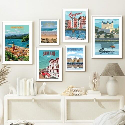 French Italy Vintage Famous City Travel Wall Art Canvas Painting Nordic Posters And Prints Wall Pictures For Living Room Decor