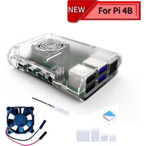 ABS Black / White / Transparent Clear Case Enclosure Shell Cover for Raspberry Pi 4 Cooling Fan Heatsinks for Raspberry Pi 4B