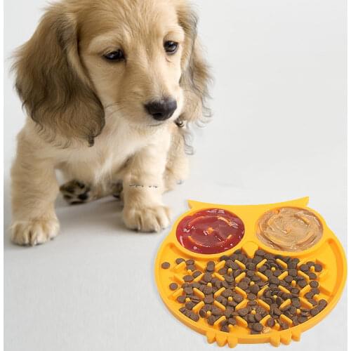 Round Owl Sucker Plate for Pet Slow Eating Dog Anti Choking Bowl Non-slip Lick Mat Food Training Feeder Dog Treats Supplies