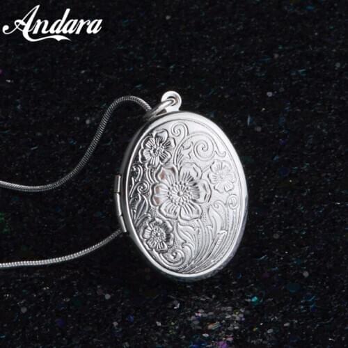 Fashion Jewelry 925 Sterling Silver Necklace Egg-Shaped Photo Frame Pendant Necklace Men & Women Charm Jewelry Gifts