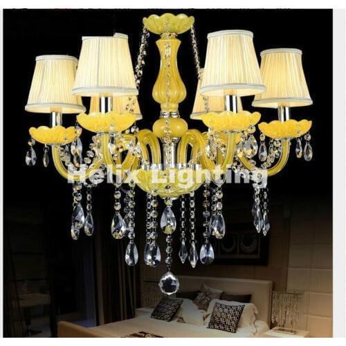 European Yellow Clear Crystal Chandelier Lustre Crystal Chandelier 18Arms D950mm E14 AC Optional Lustres De Cristal Chandelier