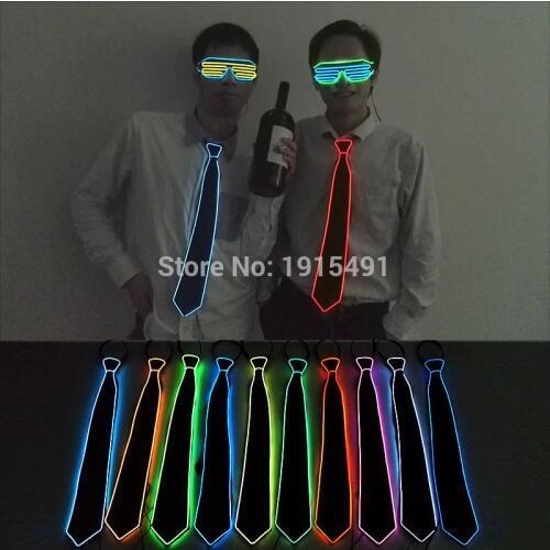 10 Color Select Sparkling Led Cold Light Males Tie Christmas decorative EL wire Flashing Tie for Dance Club,Carnival,Festival