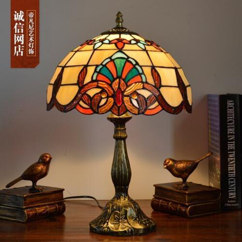 Tiffany Table Lamp Classic European Baroque Stained Glass Bedside Lamp E27 110-240V