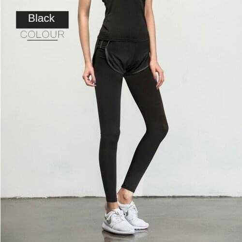 2021 New Yoga Pants Womens Gym Running Quick-drying Clothes Fake Two-piece Tight Trousers Breathable Sports Fitness Yoga Pants