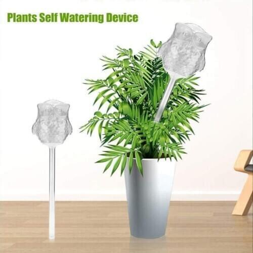 New Garden Tools Glass Watering Device Automatic Watering Owl Shape Design Decorative Clear Glass Watering Device For Household