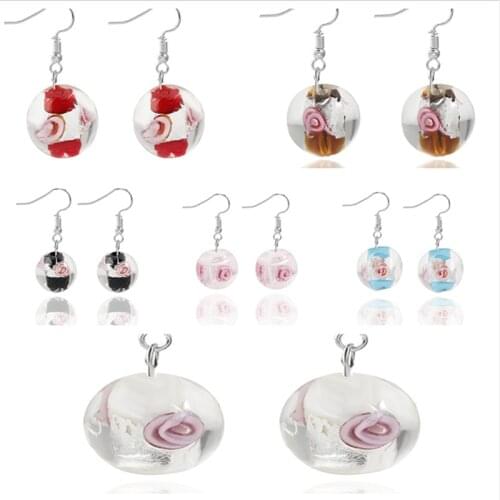 Yingwu Wholesale 18Pairs Lot Fashion Lampwork Glass Murano Pendant Earring Jewelry Pendent Dangle Drop Earrings for Women