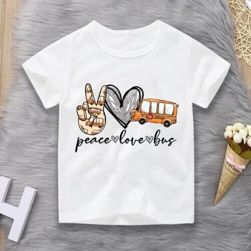 Peace Love Tea Funny T-shirts Children Summer T Shirt Cartoon Short Sleeve T-Shirts for Boys Girls Tops Kids Tshirt 2-7 Years
