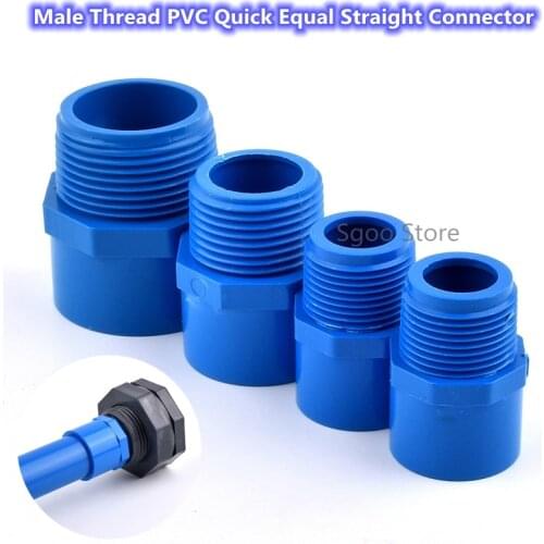 1/2"-1.5"Inch Male Thread PVC Quick Equal Straight Connector Water Pipe Joint Fish Tank Aquarium Parts Garden Irrigation Adapter