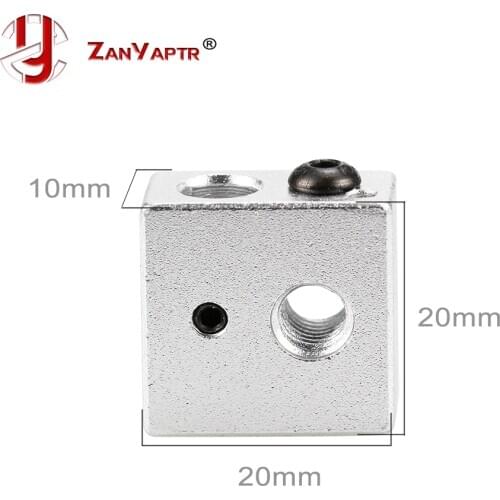 Reprap Makerbot MK7 MK8 Aluminium Heater Block For Print Head Hot End Heating Block 20*20*10 20x20x10 mm For 3D Printer