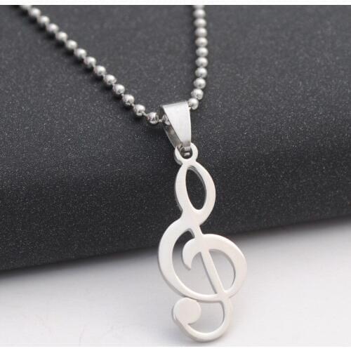 RONGQING 10pcs/lot wholesale cosplay Note necklace 316L Stainless steel necklace for women Men Gift Titanium steel 2018 new
