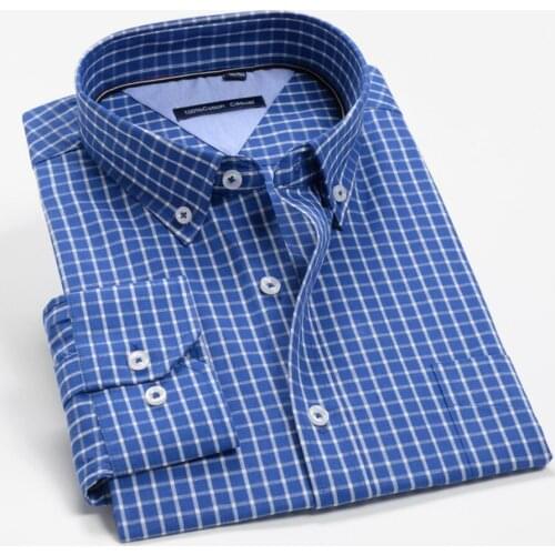 Large Size 12XL 9XL 8XL 7XL 6XL 10XL Men Business Long Sleeve Plaid Shirt Loose Cotton Casual Office Striped Brand Shirt Male